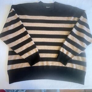 NAADAM 100% Cashmere Mens XL Black Camel Stripe Sweater Quiet Luxury Minimalist